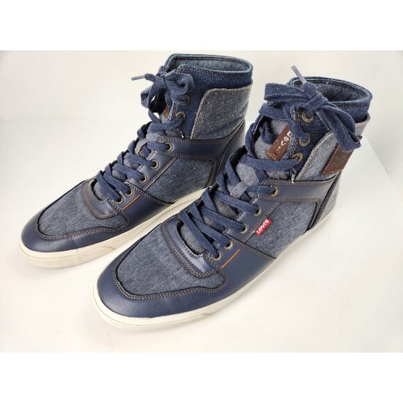 Levis Shoes Mens Size 13 Mason HI 501 Denim Blue Canvas Sneakers - Picture 2 of 12
